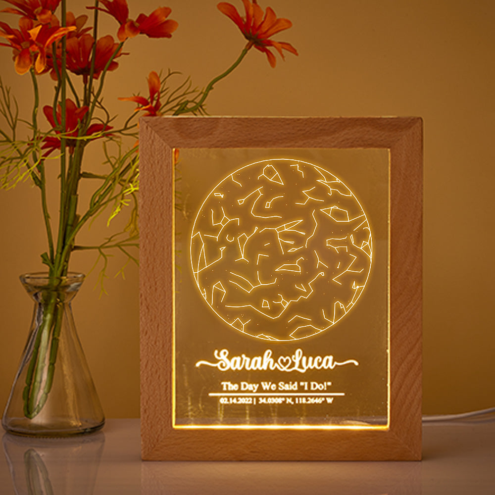 Wood Star Map Light