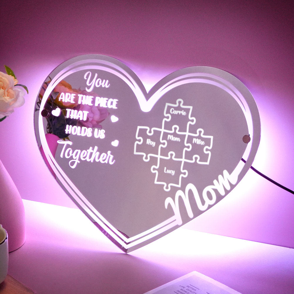 Personalized Mom Puzzle Mirror Light