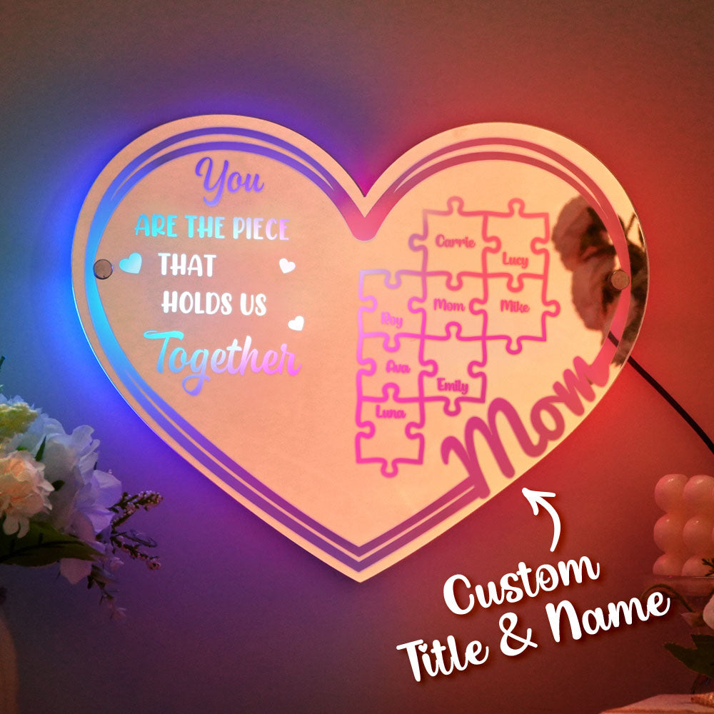 Personalized Mom Puzzle Mirror Light