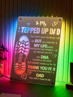 Personalized Stepped Up Dad Mirror Light Dad's Footprint Sign Gift for Dad