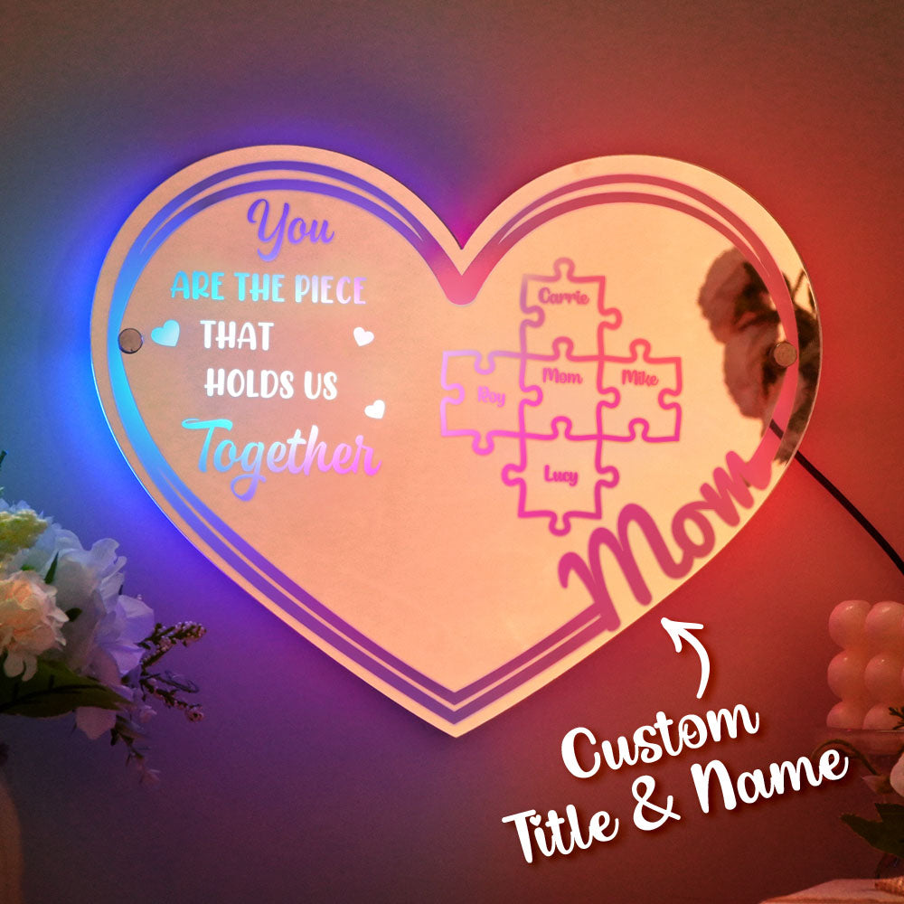 Personalized Mom Puzzle Mirror Light