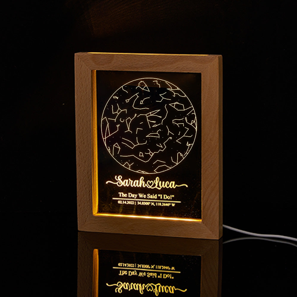 Wood Star Map Light