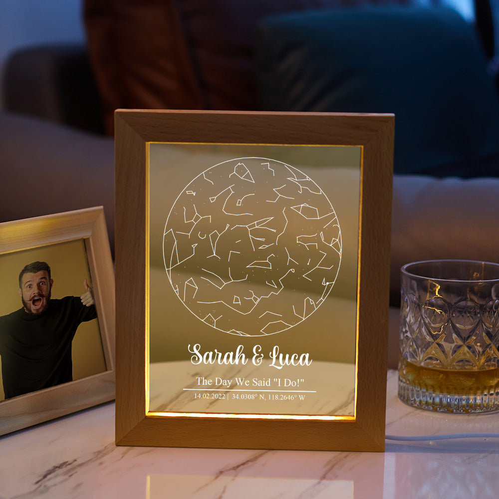 Wood Star Map Light