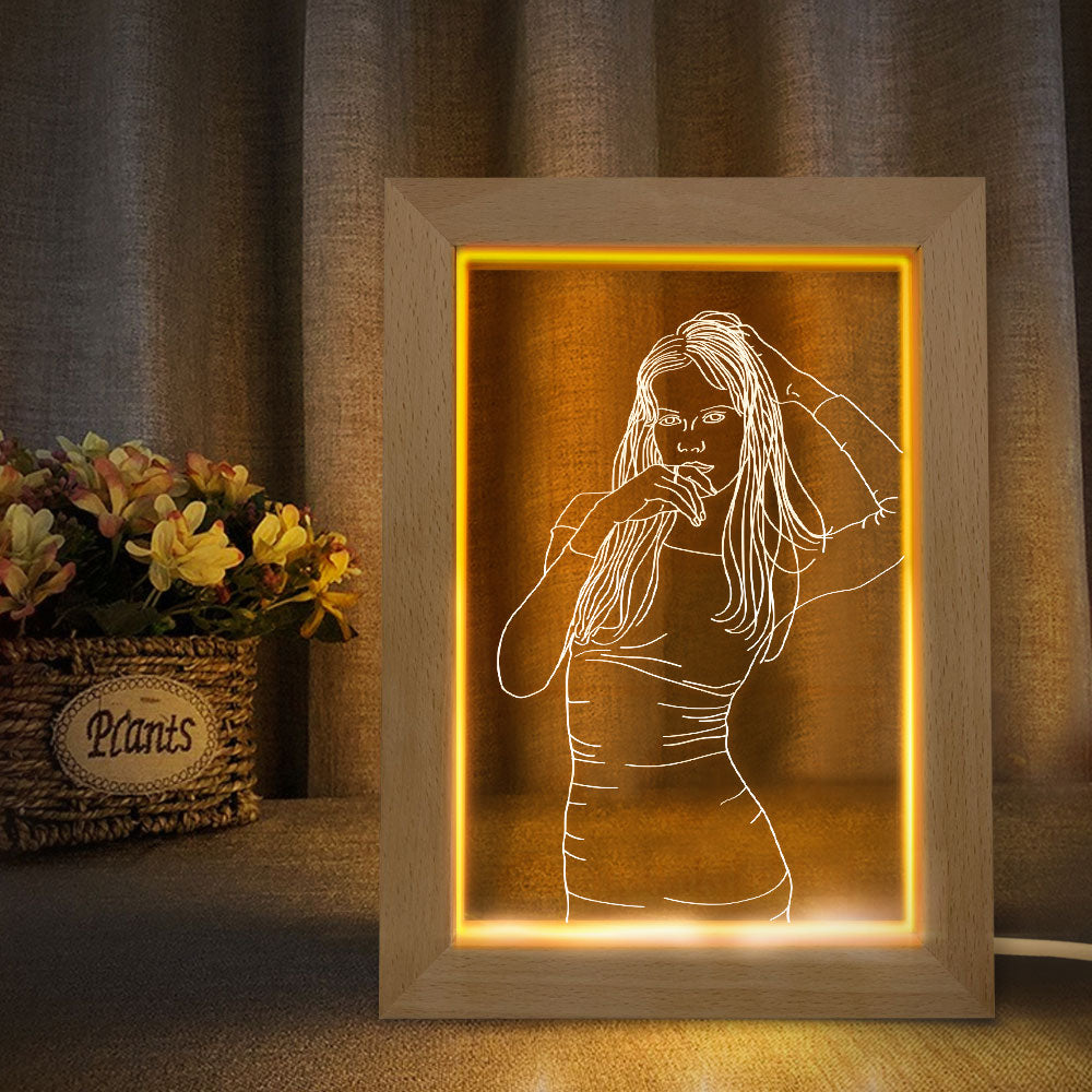 Wood Photo Frame Light