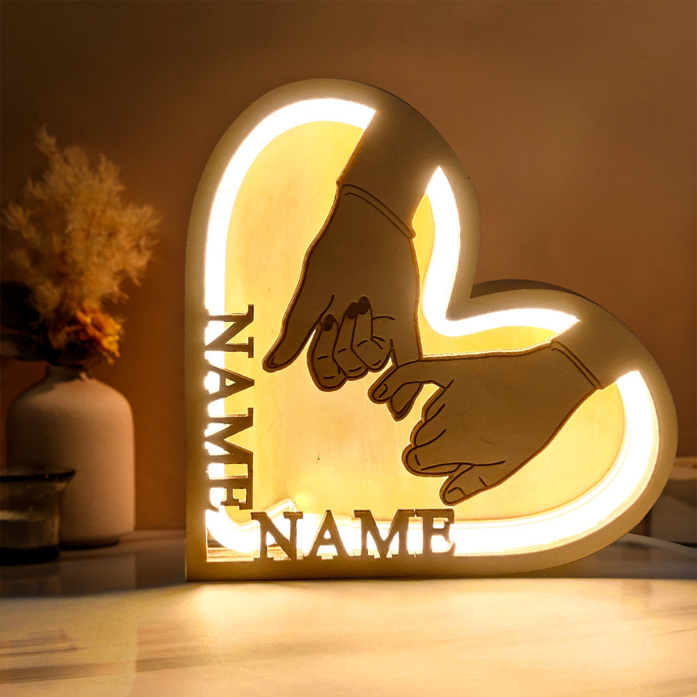Wood Heart Lamp