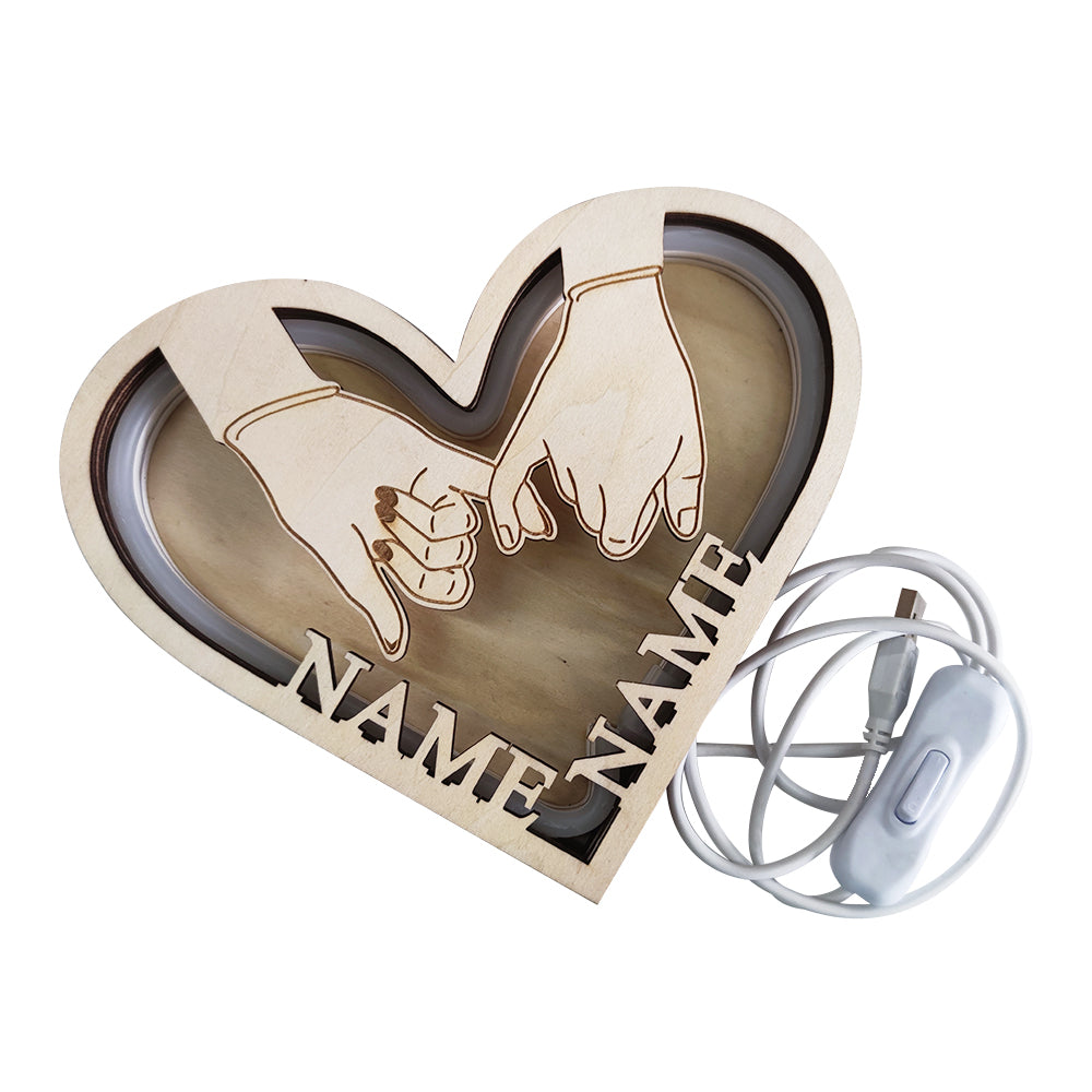 Wood Heart Lamp