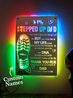 Personalized Stepped Up Dad Mirror Light Dad's Footprint Sign Gift for Dad
