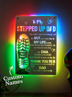 Personalized Stepped Up Dad Mirror Light Dad's Footprint Sign Gift for Dad