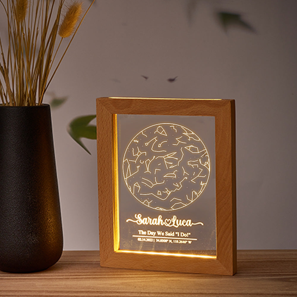 Wood Star Map Light